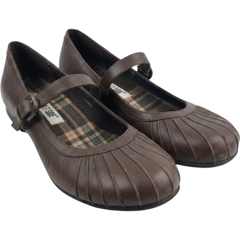 Lower East Side Vintage Y2K Brown Mary Jane Wedges Flats Women's Size 8.5